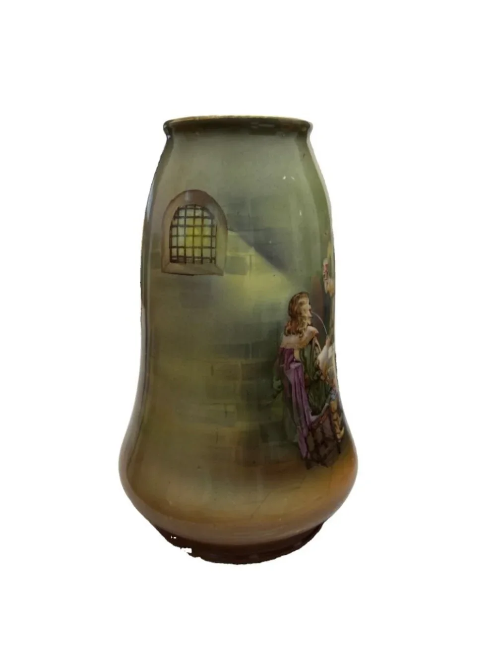 Vintage Royal Bayreuth MUSKETEERS Men in Pub Bar 10”Flower Vase, Bavaria Germany